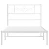 vidaXL Metal Bed Frame without Mattress with Headboard White 100x200cm