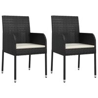 vidaXL Garden Chairs with Cushions 2 pcs Poly Rattan Black