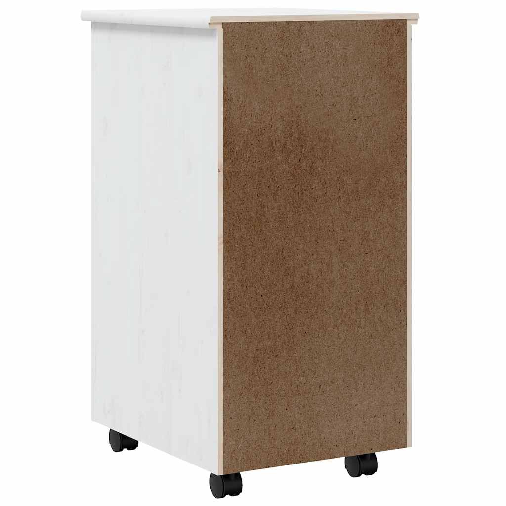 vidaXL Rolling Cabinet with Drawers MOSS White Solid Wood Pine