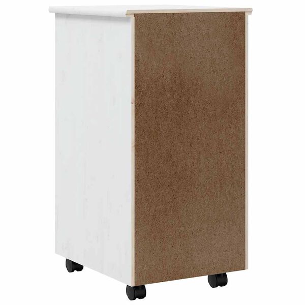 vidaXL Rolling Cabinet with Drawers MOSS White Solid Wood Pine