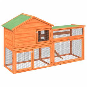 vidaXL Rabbit Hutch Brown 185.5x60.5x109.5 cm Solid Wood Pine