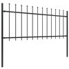 vidaXL Garden Fence with Spear Top Steel 181x80 cm Black