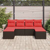vidaXL Sofa Set with Cushion 6 pcs Brown Poly Rattan