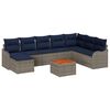 vidaXL Garden Sofa Set with Cushion 9 pcs Grey Poly Rattan