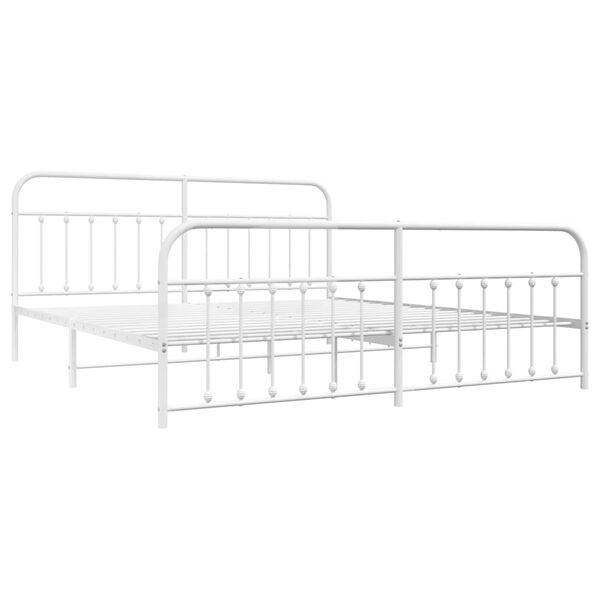 vidaXL Metal Bed Frame without Mattress with Footboard White 193x203cm