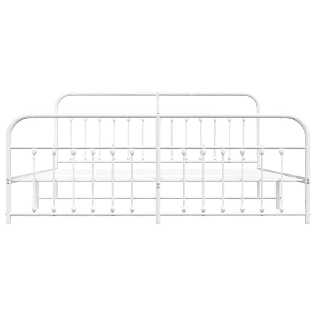 vidaXL Metal Bed Frame without Mattress with Footboard White 193x203cm