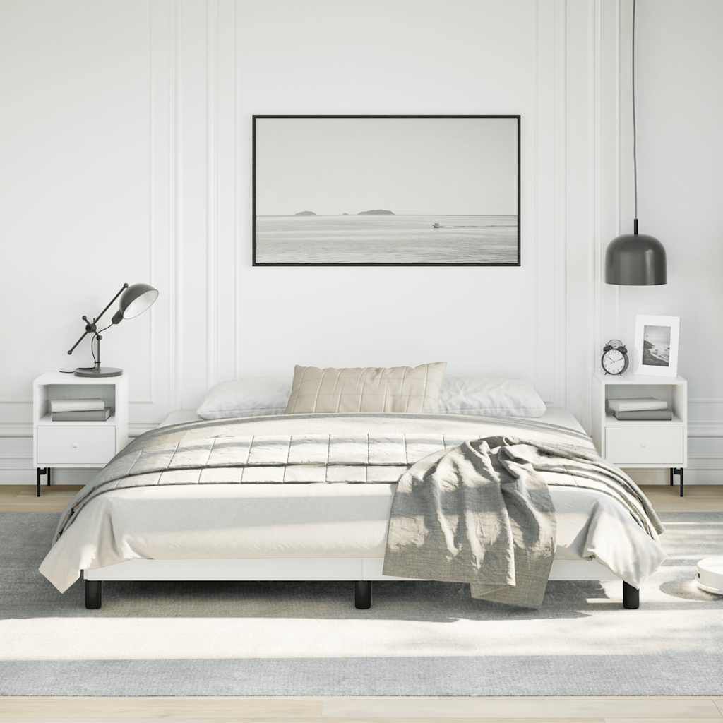 vidaXL Bed Frame without Mattress White California King Faux Leather