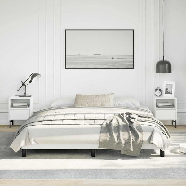 vidaXL Bed Frame without Mattress White California King Faux Leather
