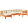 vidaXL 6 Piece Garden Sofa Set with Cushions Wax Brown Solid Wood Pine