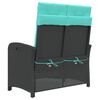 vidaXL Reclining Garden Bench with Cushions Black Poly Rattan