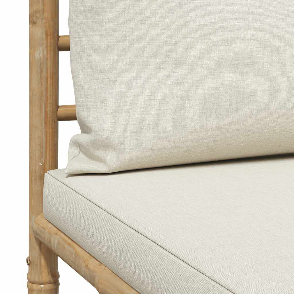 vidaXL 2 Piece Garden Lounge Set with Cream White Cushions Bamboo