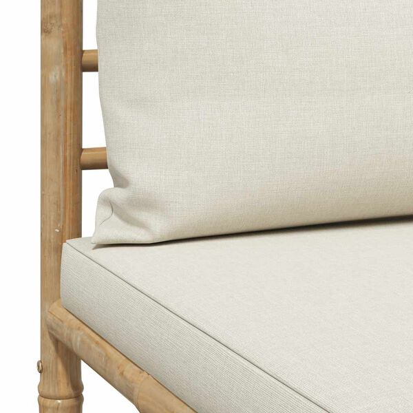 vidaXL 2 Piece Garden Lounge Set with Cream White Cushions Bamboo
