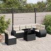 vidaXL 7 Piece Garden Sofa Set with Cushions Black Poly Rattan