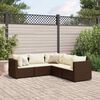 vidaXL 5 Piece Garden Lounge Set with Cushions Brown Poly Rattan