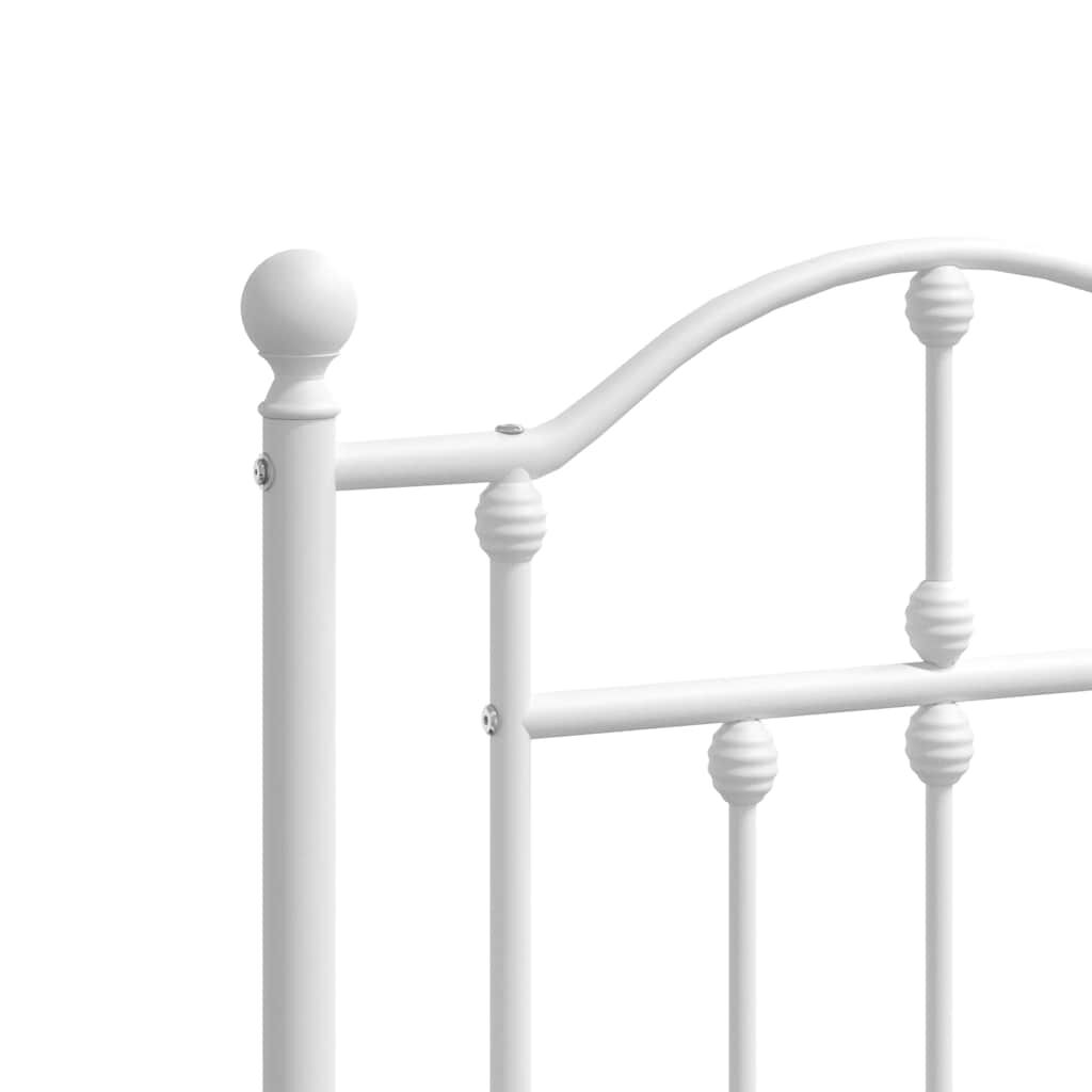 vidaXL Metal Bed Frame without Mattress with Headboard White 135x190cm
