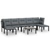 vidaXL 8 Piece Garden Lounge Set Black and Grey Poly Rattan