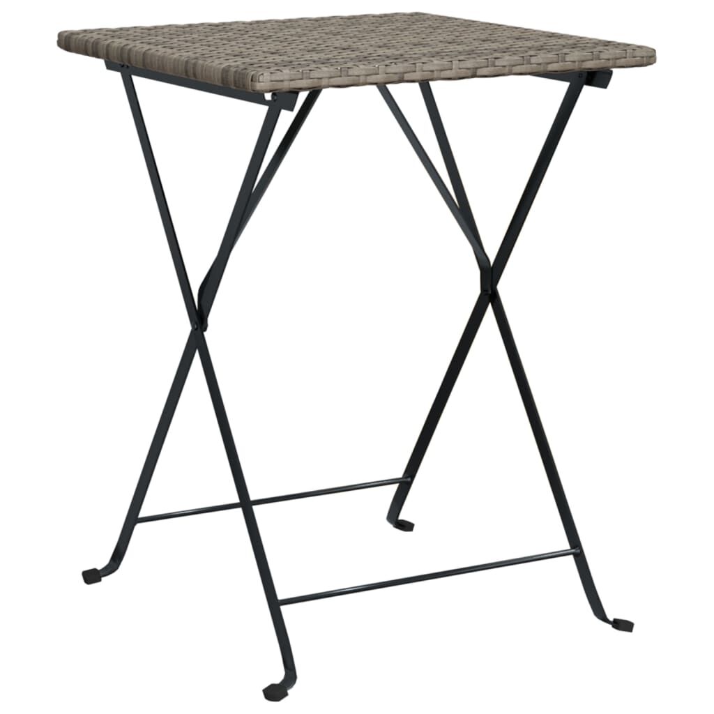 vidaXL 3 Piece Folding Bistro Set Grey Poly Rattan
