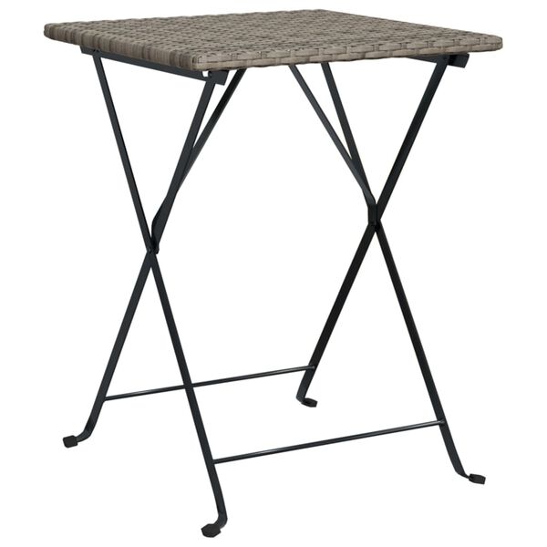 vidaXL 3 Piece Folding Bistro Set Grey Poly Rattan