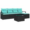 vidaXL Sofa Set with Cushion 6 pcs Black and Turquoise Poly Rattan
