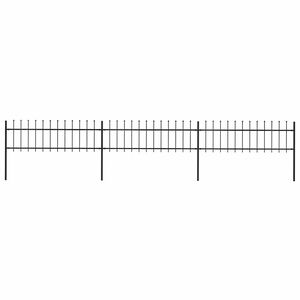 vidaXL Garden Fence with Spear Top Steel 537x60 cm Black