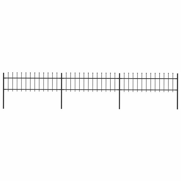 vidaXL Garden Fence with Spear Top Steel 537x60 cm Black