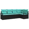 vidaXL Garden Sofa Set 5 pcs Black and Turquoise Poly Rattan