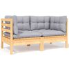 vidaXL 6 Piece Garden Lounge Set with Grey Cushions Solid Pinewood