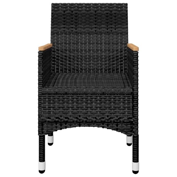vidaXL 3 Piece Bistro Set Poly Rattan and Tempered Glass Black