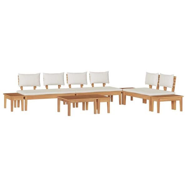 vidaXL Garden Bench Set with Cushion 5 pcs Brown and Cream