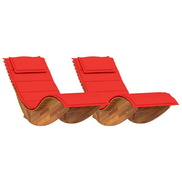vidaXL Rocking Sun Loungers with Cushions 2 pcs Solid Wood Acacia