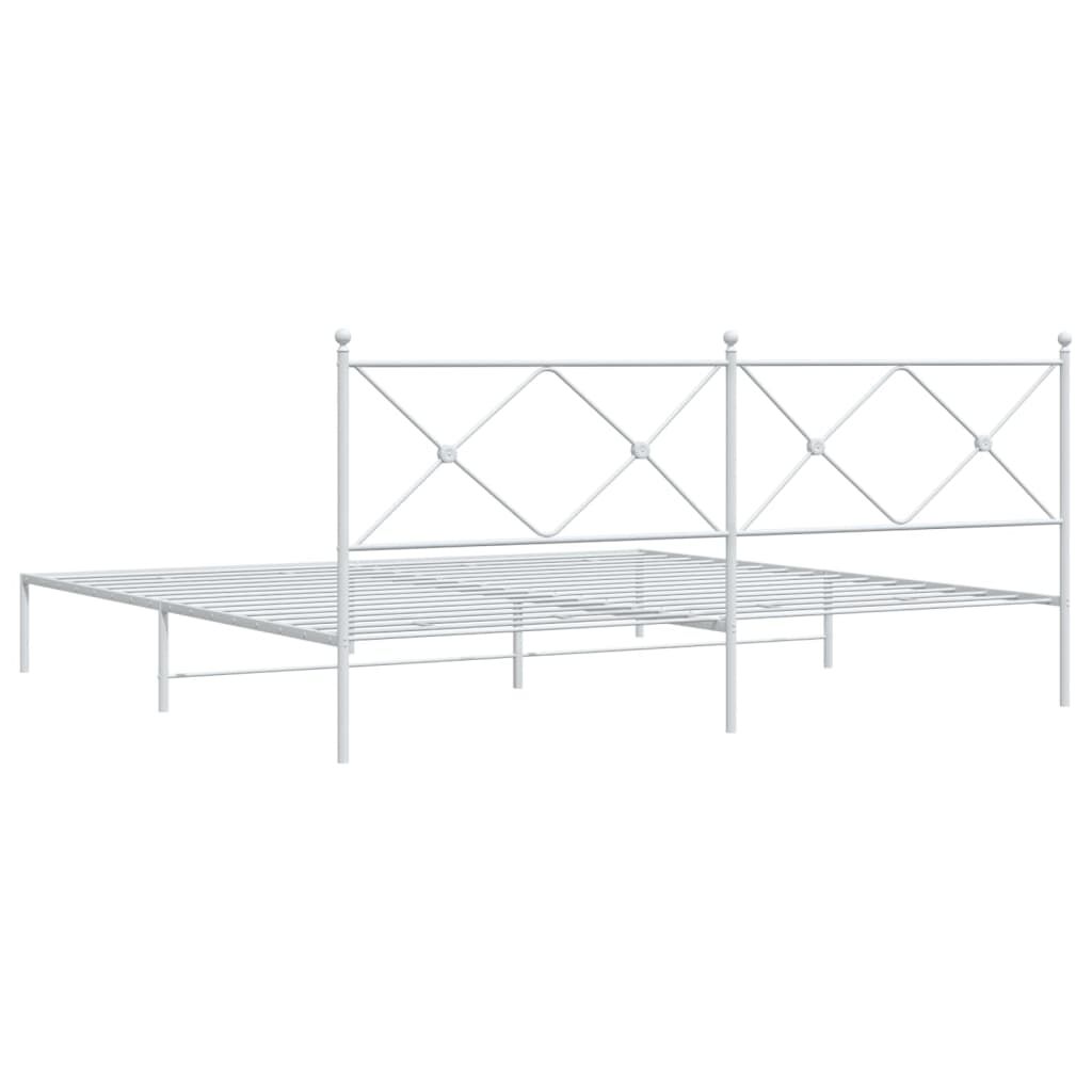 vidaXL Metal Bed Frame without Mattress with Headboard White 193x203cm