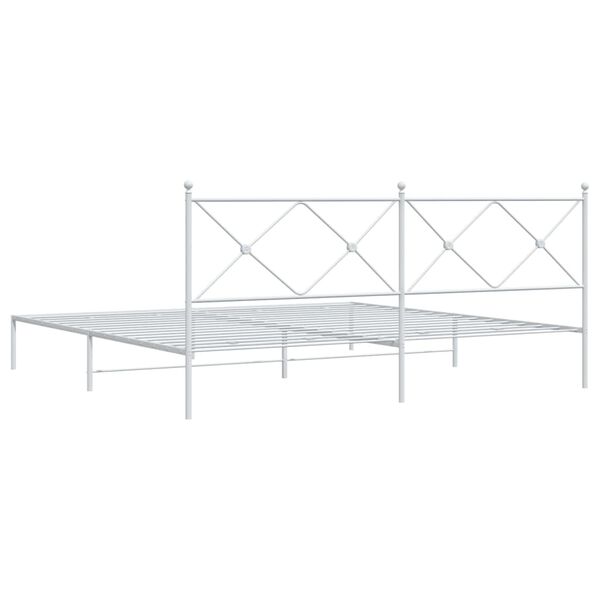 vidaXL Metal Bed Frame without Mattress with Headboard White 193x203cm