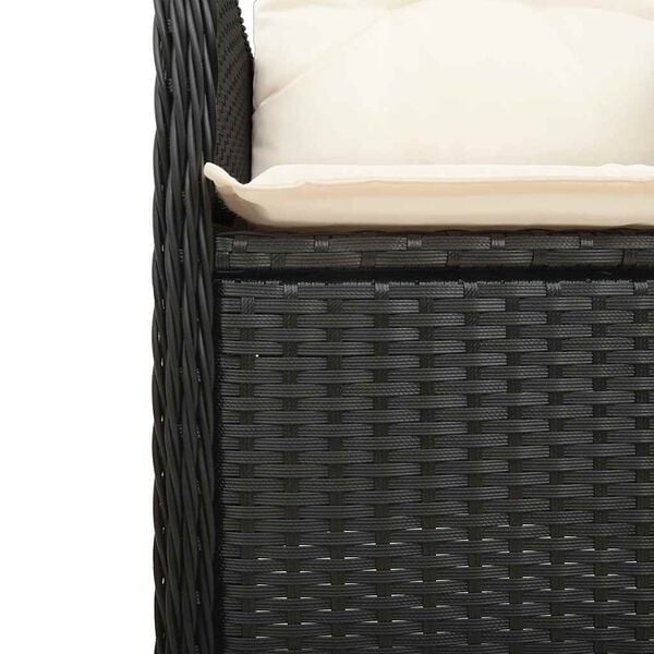 vidaXL 9 Piece Garden Bistro Set with Cushions Black Poly Rattan