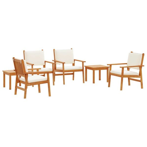 vidaXL 6 Piece Garden Dining Set with Cushions Solid Wood Acacia