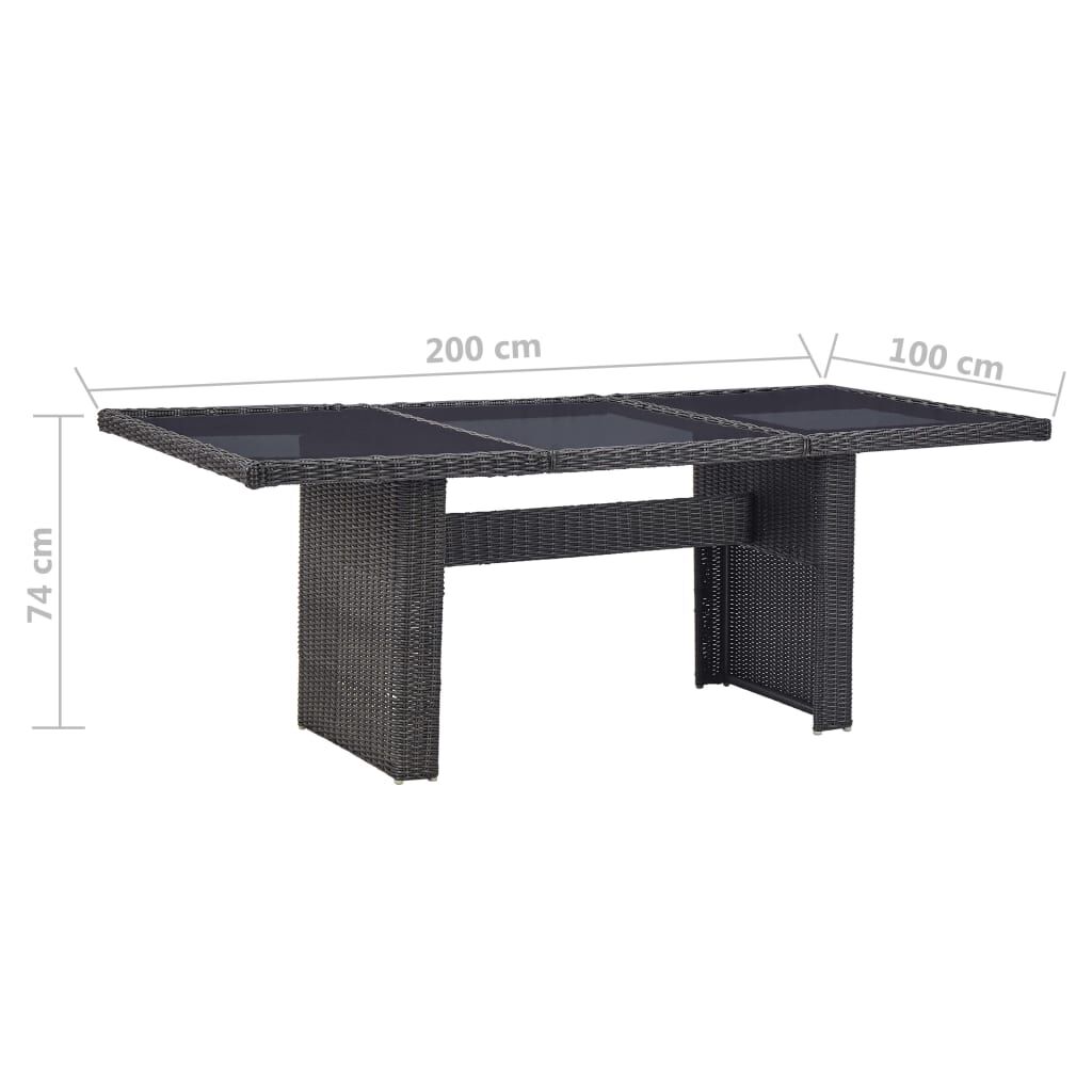 vidaXL 7 Piece Garden Dining Set Poly Rattan Black