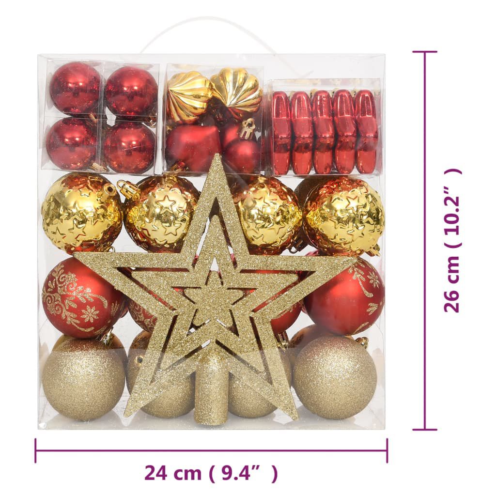 vidaXL 70 Piece Christmas Bauble Set Gold and Red