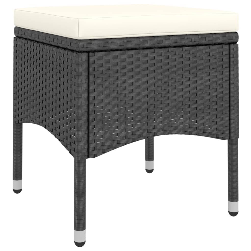 vidaXL 5 Piece Garden Bistro Set Poly Rattan and Tempered Glass Black