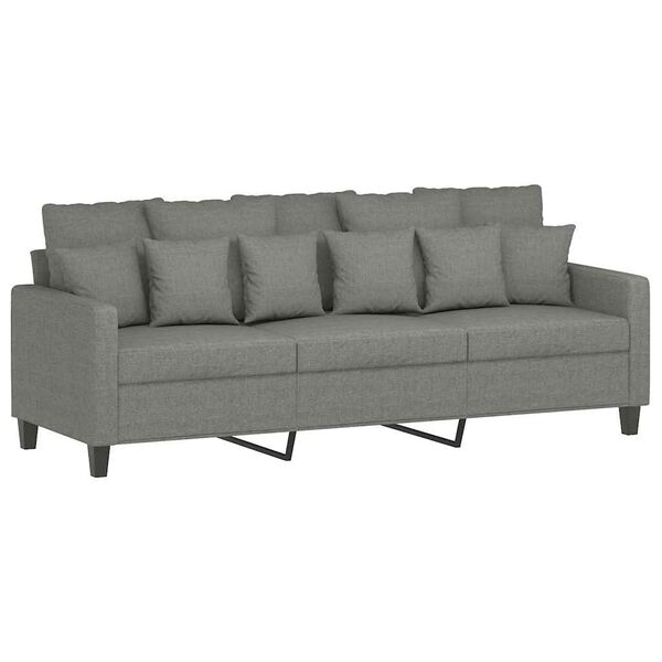 vidaXL 3-Seater Sofa with Footstool Dark Grey 180 cm Fabric