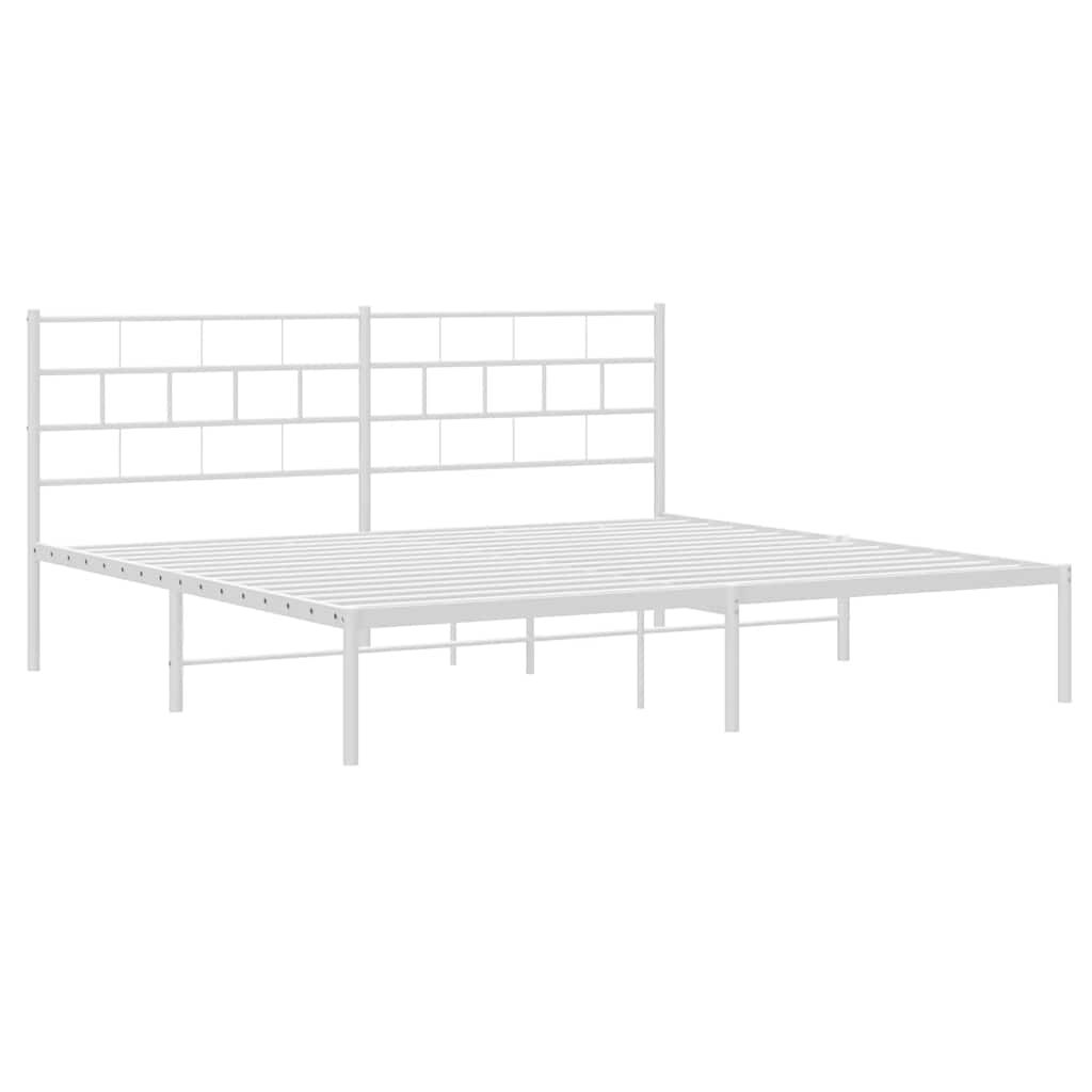 vidaXL Metal Bed Frame without Mattress with Headboard White 183x213cm