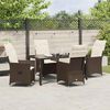 vidaXL Garden Dining Set with Cushion 5 pcs Brown Poly Rattan