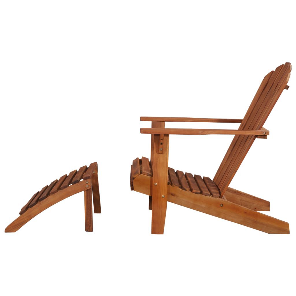 vidaXL Garden Adirondack Chair with Footrest Solid Acacia Wood