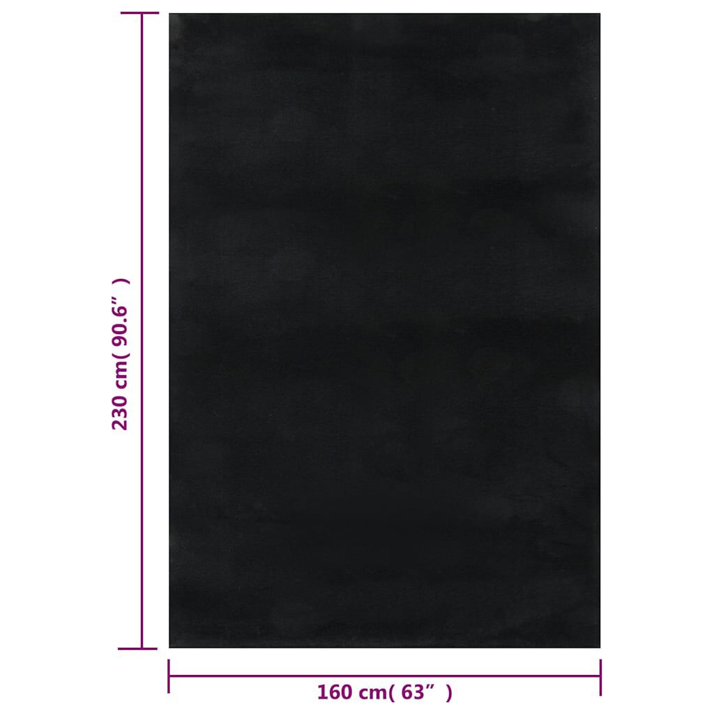 vidaXL Washable Rug Soft Shaggy Black 160x230 cm Anti Slip