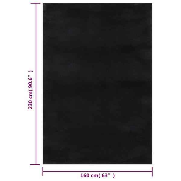 vidaXL Washable Rug Soft Shaggy Black 160x230 cm Anti Slip