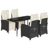 vidaXL 5 Piece Garden Dining Set with Cushions Black Poly Rattan