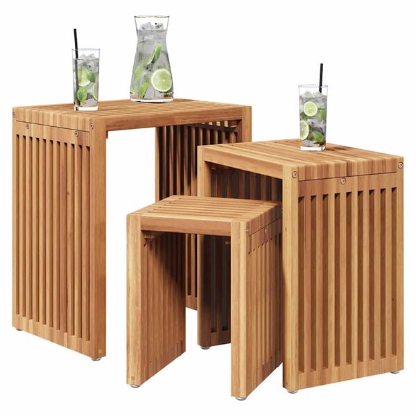 vidaXL Nest of SideTables Stackable 3 pcs Brown 33 x 44.5 x 51 cm