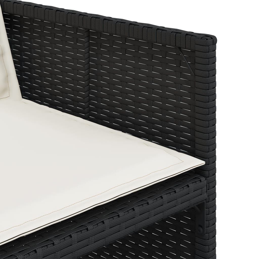 vidaXL 17 Piece Garden Dining Set with Cushions Black Poly Rattan