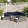 vidaXL Garden Sofa Set with Cushion 9 pcs Grey Poly Rattan