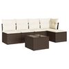 vidaXL 6 Piece Garden Sofa Set with Cushions Brown Poly Rattan