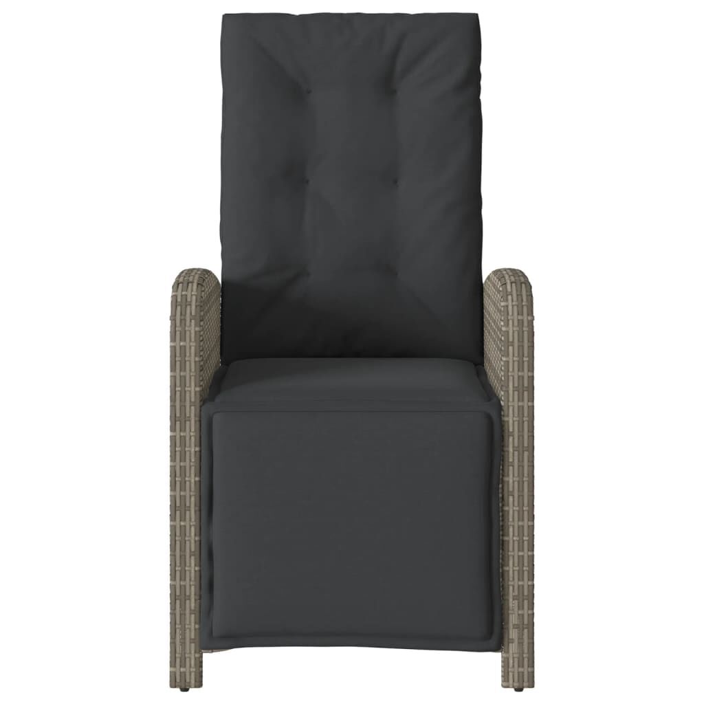 vidaXL 3 Piece Bistro Set with Cushions Grey Poly Rattan
