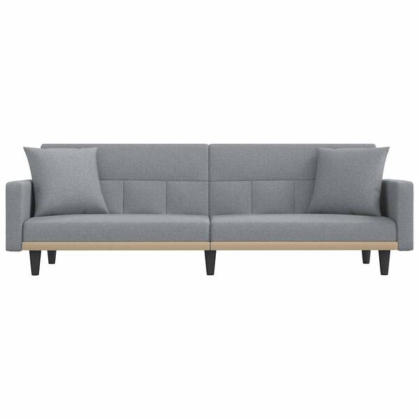 vidaXL Sofa Bed with Cushions Light Grey Fabric